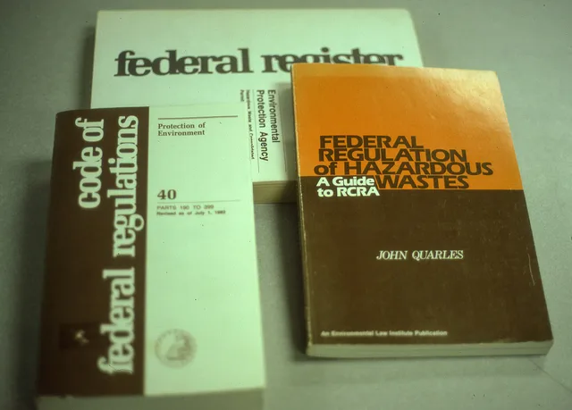 Various Federal Register documents and literature related to US environmental regulations, specifically the Resource Conservation and Recovery Act (RCRA). Federal licenses changes: how to track what's coming