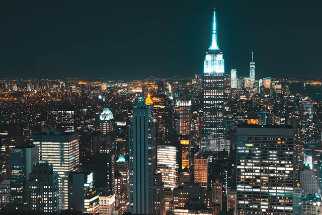 america, architecture, buildings, city, cityscape, evening, illuminated, lights, manhattan, midtown, new york, night sky, new york city, nyc, night, outdoors, pinnacle, sky, skyline, skyscrapers, tower, nature, travel, usa. Liquor License Costs and Timelines: A New York City Breakdown
