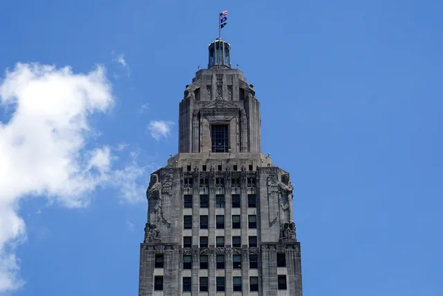 building, state capitol, baton rouge, usa, louisiana. State licenses checklist: map offices and check records